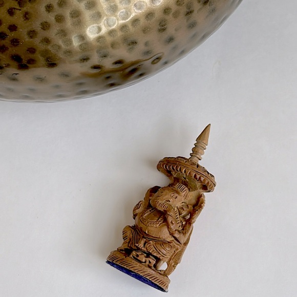 Sandalwood Hand Carved Antique Wooden 3” Elephant (Ganesh) Figurine from India - Picture 12 of 13